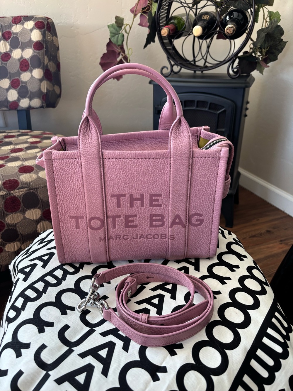 Marc Jacobs Lilas Pink Pebbled Leather Tote with Detachable Strap